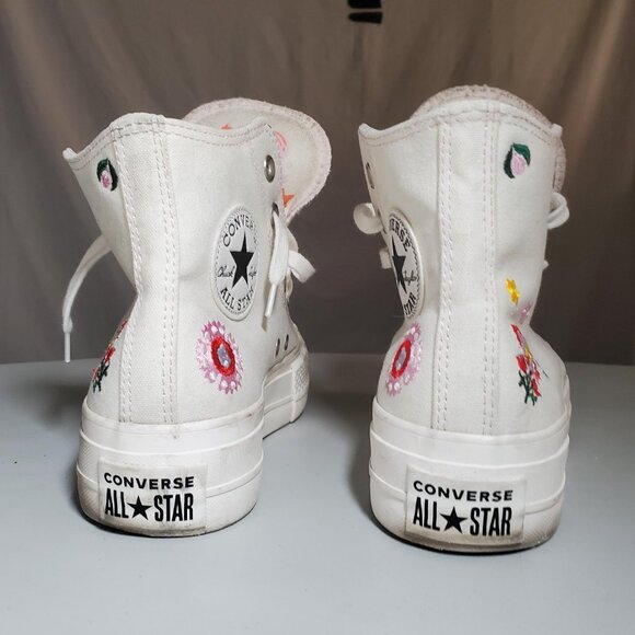 Converse Return to Festival Floral Embroidered White Platform Hi-Tops -Sz 7 - Picture 7 of 16